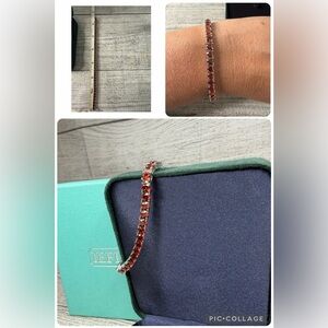 Tennis Bracelet for Women - Size 6.5" Sterling Silver Birthstone Bracelet Garnet